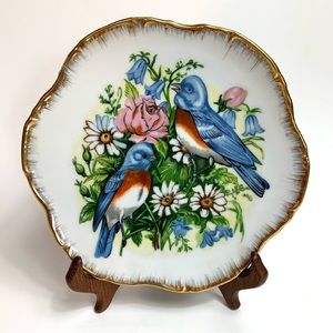 Vintage Floral Bird Scene Wall Plate
